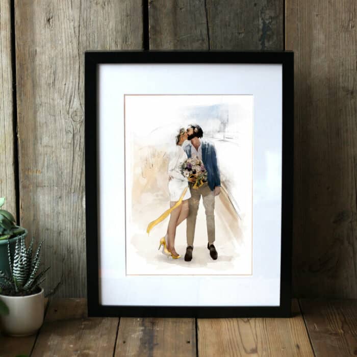 illustration of a couple in a frame