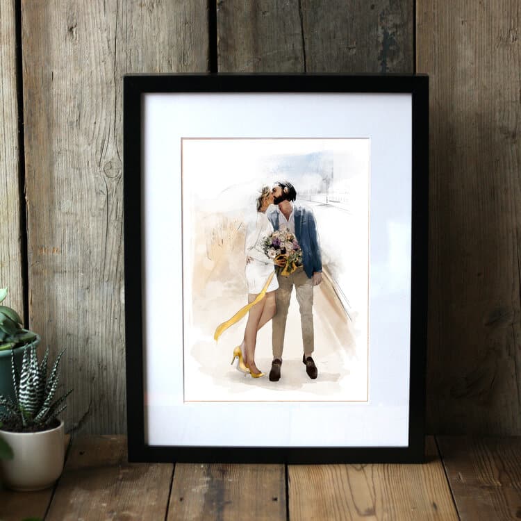 illustration of a couple in a frame