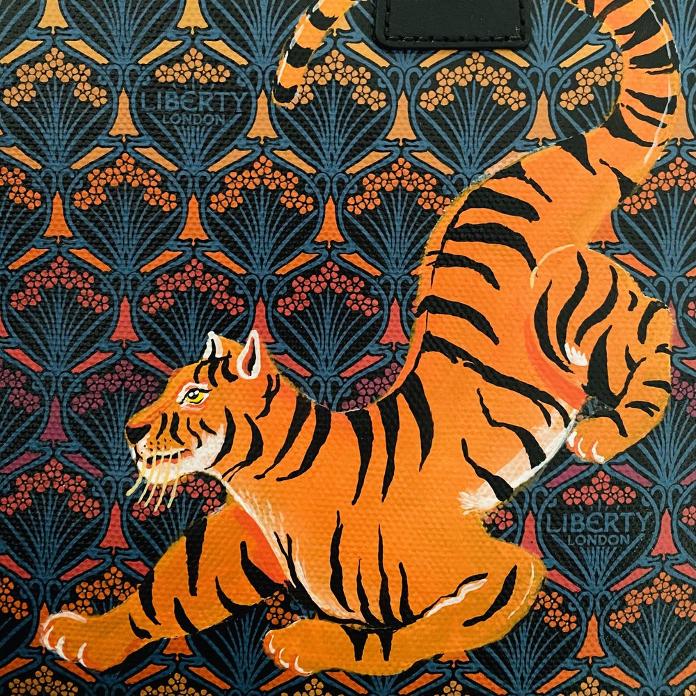 tiger on liberty handbag