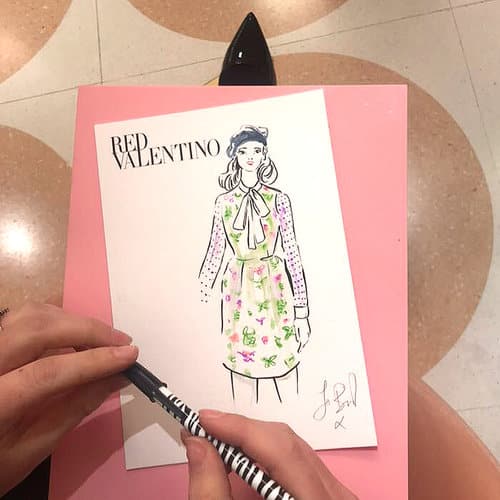 illustration at red valentino with beret