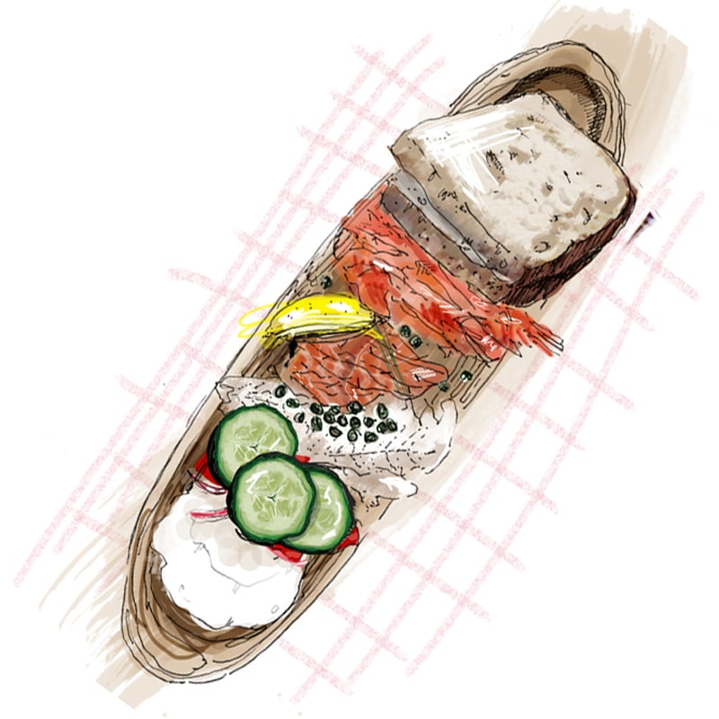 illustration of food in a basket