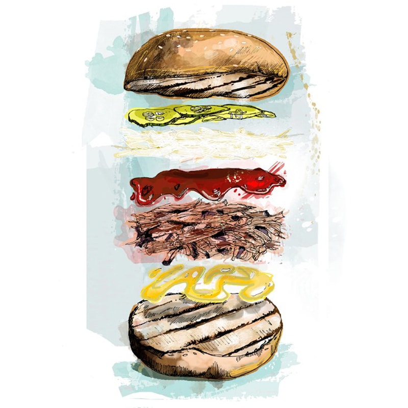illustration of pulled pork burger