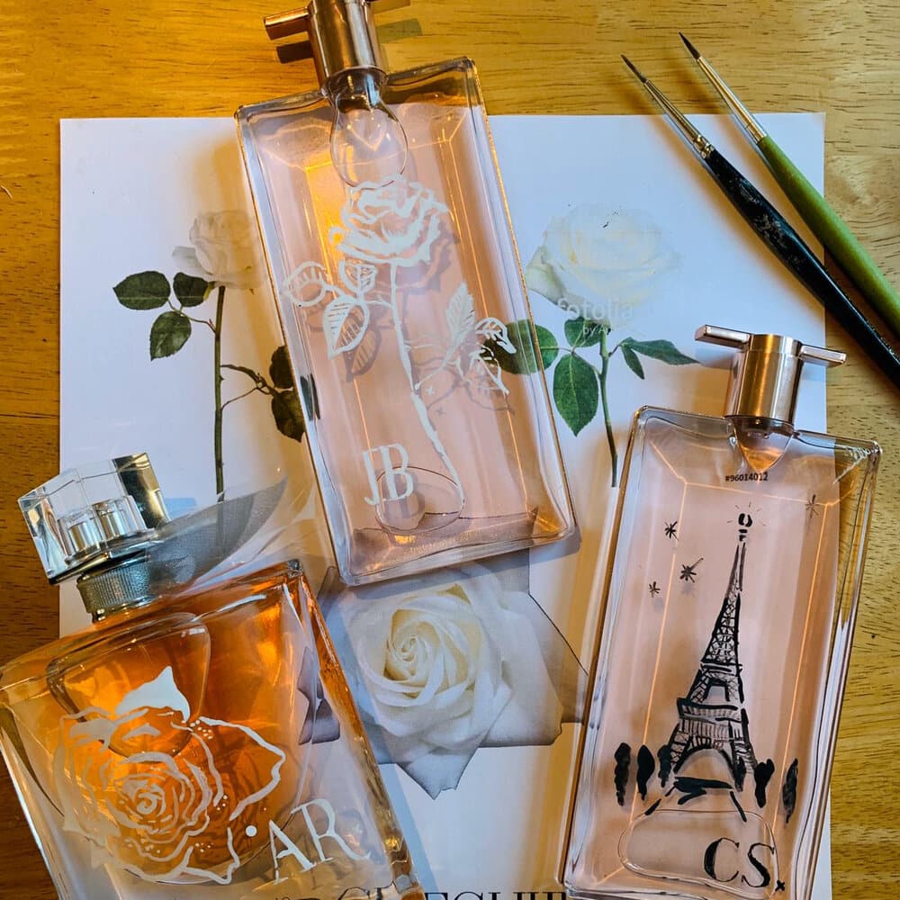 lancome illustration on glass containers