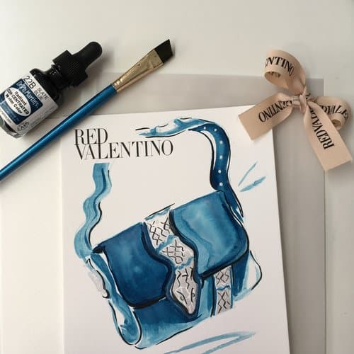 red valentino bag painted blue